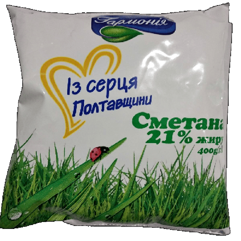 Сметана ГАРМОНІЯ 21%, 400г, плівка поліетиленова